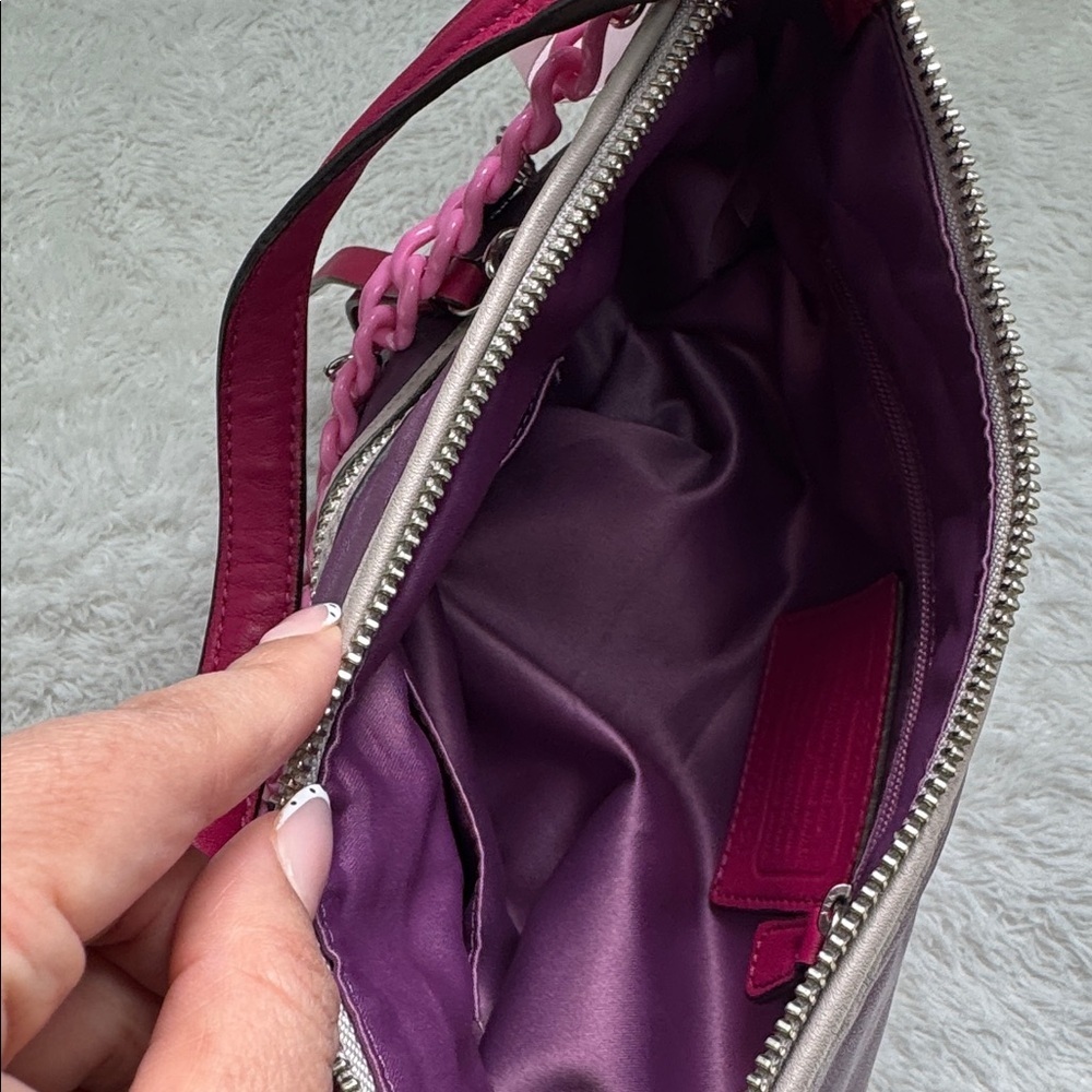 Coach Purple Shoulder Bag Vintage bag with Pink Chain - Picture 7 of 7